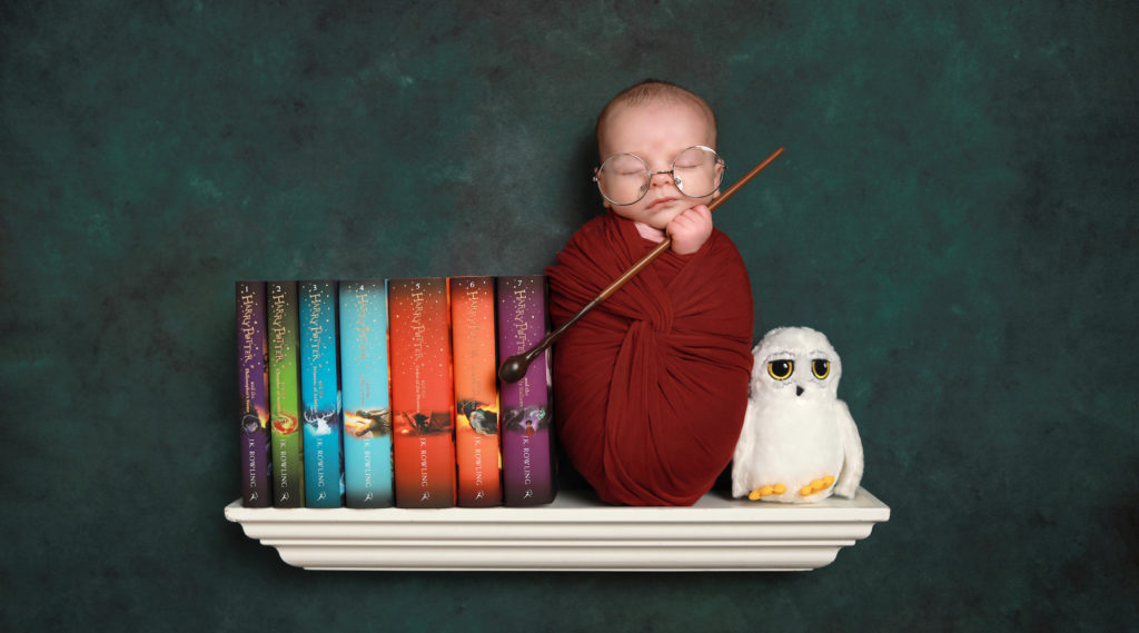 Harry Potter theme newborn photography peekaboo by xposure Liverpool