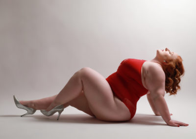 Xposure Studios Liverpool boudoir photoshoot lady in red lingerie