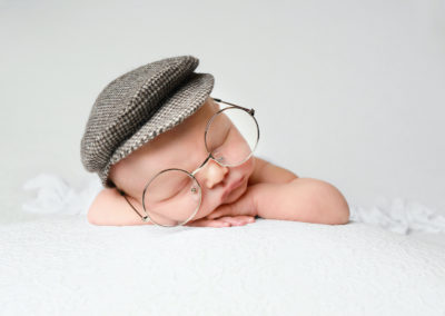 Newborn photoshoot Peekaboo Liverpool hat and glasses