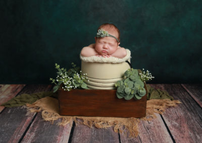 Newborn photoshoot Peekaboo Liverpool baby plant theme