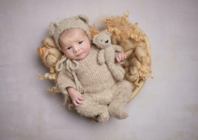 Newborn photoshoot Peekaboo Liverpool teddy bear baby outfit