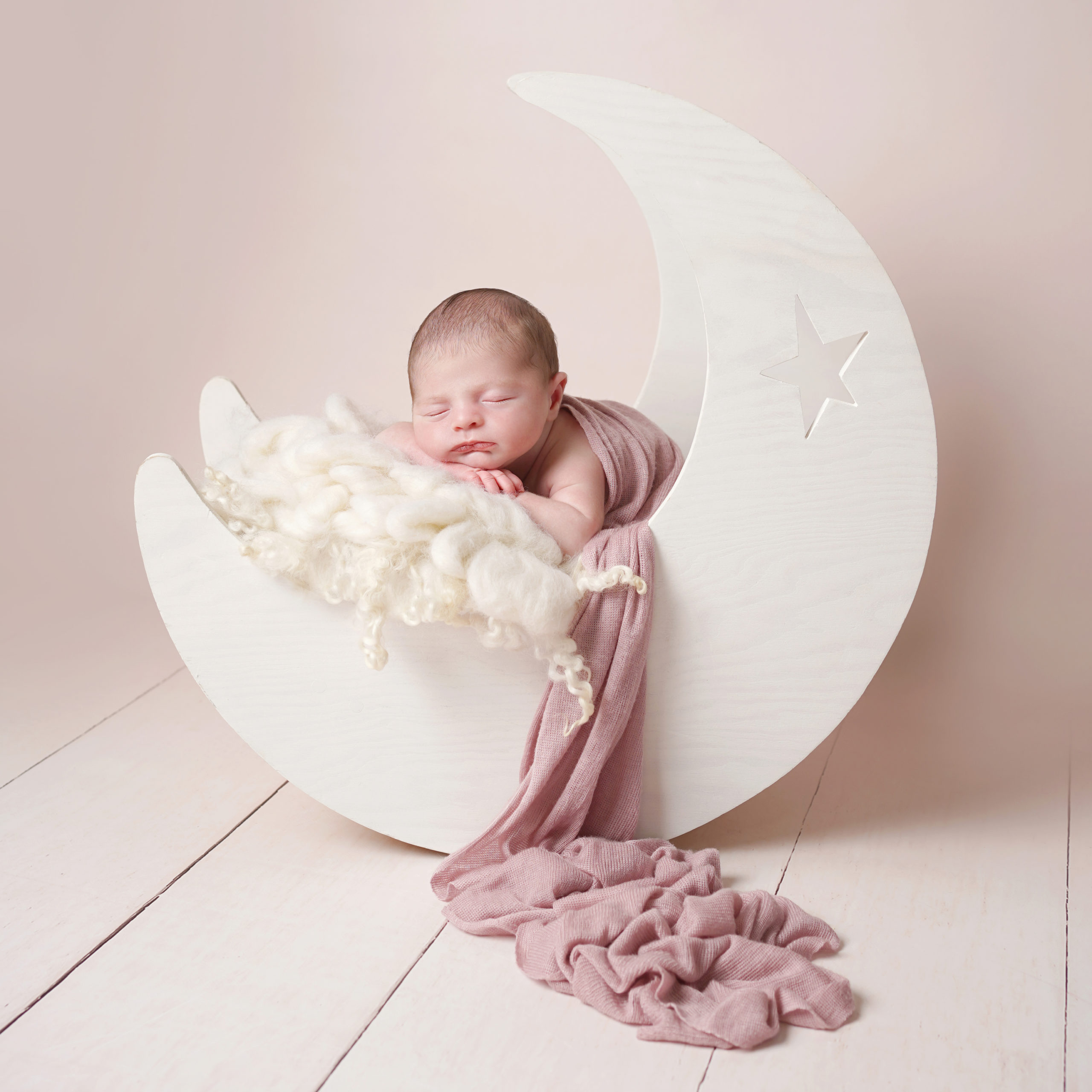 Newborn photoshoot Peekaboo Liverpool pink moon